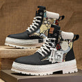 Men High Top Boots Fad Trend Outdoor Comfort Ankle Boot for Men Lace-Up Boot Retro British Style Tooling Boots Botas Para Hombre