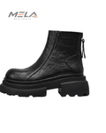 Black Leather Thick Platform Sole Chelsea Boots for Men Back Zipper Gothic Punk Street Booties Vintage Handcrafted Men's Boots