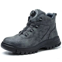 Rotating Buttons Work Boots Men Steel Toe Shoes Safety Boots Puncture-Proof Protective Shoes Waterproof Indestructible Shoes New