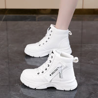 Fashion Booties Autumn New Round Toe Front Lace-up Platform Non-Slip Wear-Resistant Single Shoes
