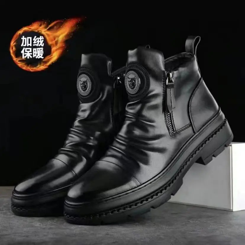 2025 New British Style Men's Short Boots Chelsea Boots for Men Business Men Dress Shoes Casual High-top Boot Men Platform Boots
