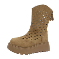 Booties Summer New Round Toe Cutout Breathable Platform Non-slip Cooling Boots