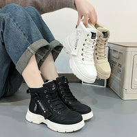 Fashion Booties Autumn New Round Toe Front Lace-up Platform Non-Slip Wear-Resistant Single Shoes
