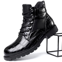 Designer British Style Black Platform Boots Men Comfort Leather Motorcycle Ankle Boots Man Luxury Chelsea Boot Chaussure Hommes