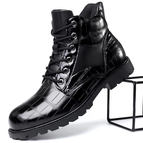 Designer British Style Black Platform Boots Men Comfort Leather Motorcycle Ankle Boots Man Luxury Chelsea Boot Chaussure Hommes
