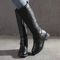 Over-the-Knee Chunky Heel Riding Boots with Buckle Platform 2026