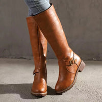 Over-the-Knee Chunky Heel Riding Boots with Buckle Platform 2026