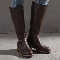 Over-the-Knee Chunky Heel Riding Boots with Buckle Platform 2026