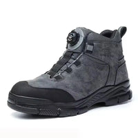 Rotating Buttons Work Boots Men Steel Toe Shoes Safety Boots Puncture-Proof Protective Shoes Waterproof Indestructible Shoes New