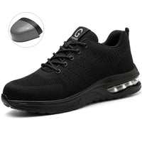 Steel Toe Work Shoes for Men Women  Anti-Smash Anti-Puncture Blue Safety Shoes Breathable Lightweight Air Cushion Work Shoes