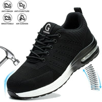Steel Toe Work Shoes for Men Women  Anti-Smash Anti-Puncture Blue Safety Shoes Breathable Lightweight Air Cushion Work Shoes