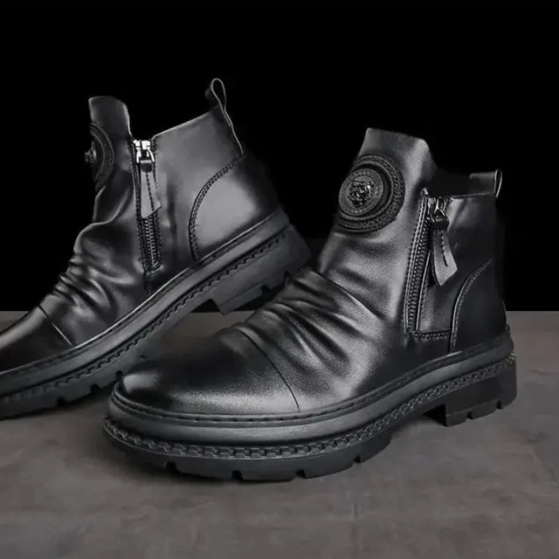 2025 New British Style Men's Short Boots Chelsea Boots for Men Business Men Dress Shoes Casual High-top Boot Men Platform Boots