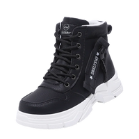 Fashion Booties Autumn New Round Toe Front Lace-up Platform Non-Slip Wear-Resistant Single Shoes