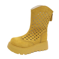 Booties Summer New Round Toe Cutout Breathable Platform Non-slip Cooling Boots