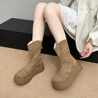 Booties Summer New Round Toe Cutout Breathable Platform Non-slip Cooling Boots