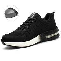 Steel Toe Work Shoes for Men Women  Anti-Smash Anti-Puncture Blue Safety Shoes Breathable Lightweight Air Cushion Work Shoes