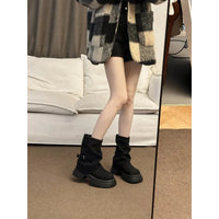 Women's Thick Bottom Boots British Style Autumn Winter Short Boots Brown Mermaid Tube Boot Daily Wear Round Toe Boots 2026 New