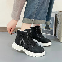 Fashion Booties Autumn New Round Toe Front Lace-up Platform Non-Slip Wear-Resistant Single Shoes