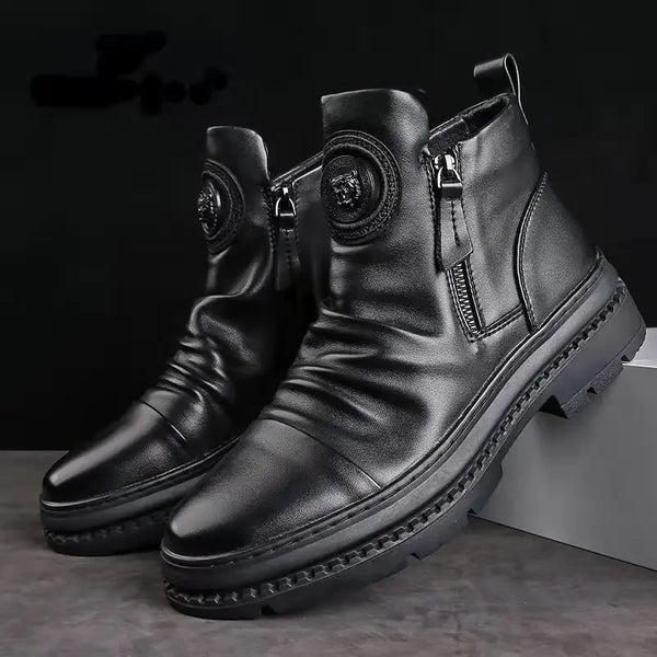 2025 New British Style Men's Short Boots Chelsea Boots for Men Business Men Dress Shoes Casual High-top Boot Men Platform Boots