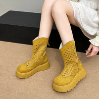 Booties Summer New Round Toe Cutout Breathable Platform Non-slip Cooling Boots