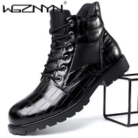 Designer British Style Black Platform Boots Men Comfort Leather Motorcycle Ankle Boots Man Luxury Chelsea Boot Chaussure Hommes