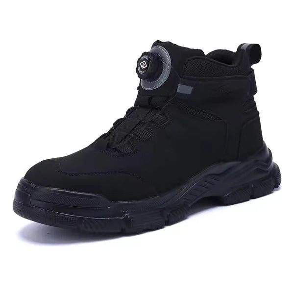 Rotating Buttons Work Boots Men Steel Toe Shoes Safety Boots Puncture-Proof Protective Shoes Waterproof Indestructible Shoes New