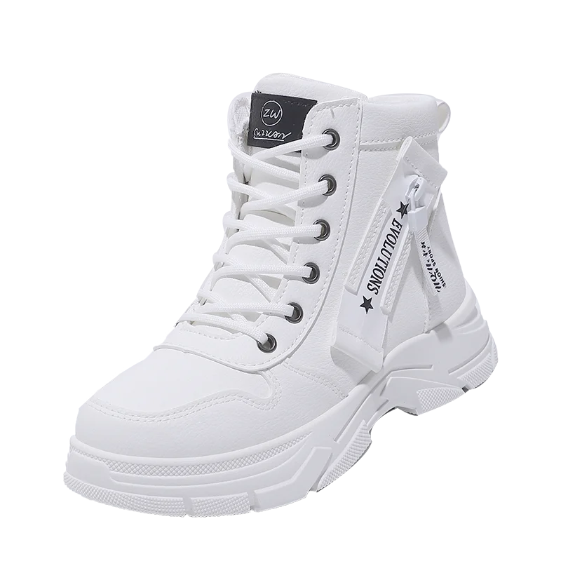 Fashion Booties Autumn New Round Toe Front Lace-up Platform Non-Slip Wear-Resistant Single Shoes