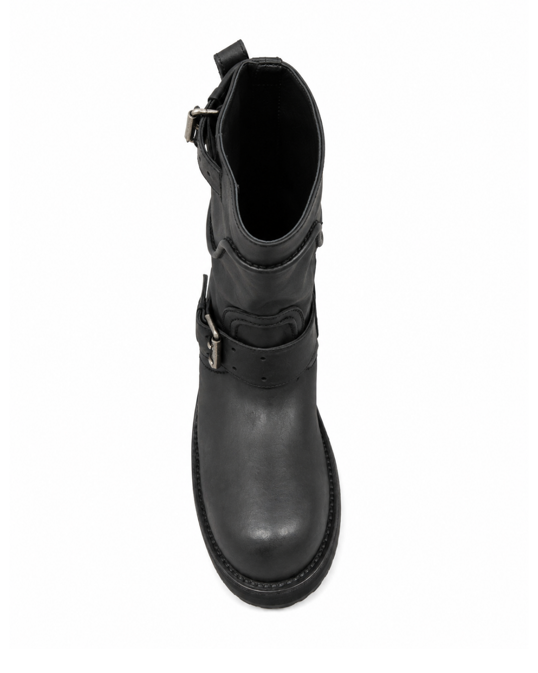 Black Leather Motorcycle Men's Boots Round Toe Chunky Sole Buckle Strap Booties Luxury Designer Trendy Men's Shoes Botas Mujer