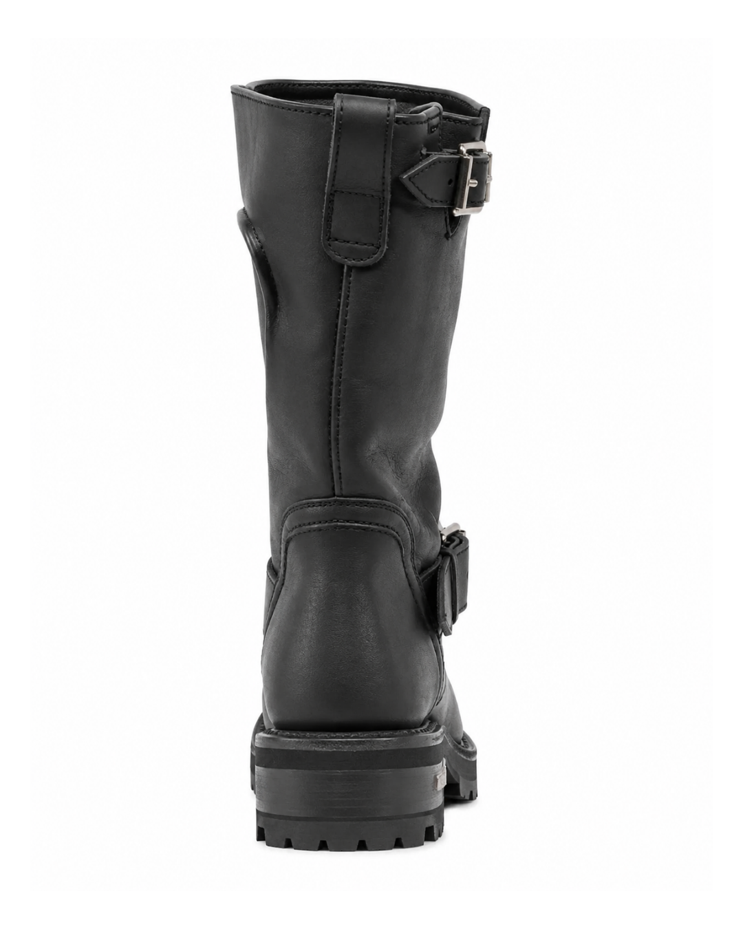 Black Leather Motorcycle Men's Boots Round Toe Chunky Sole Buckle Strap Booties Luxury Designer Trendy Men's Shoes Botas Mujer