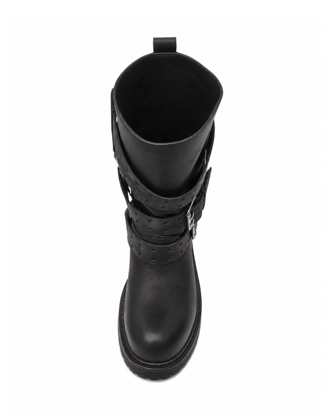 Black Leather Motorcycle Men's Boots Round Toe Chunky Sole Buckle Strap Booties Luxury Designer Trendy Men's Shoes Botas Mujer