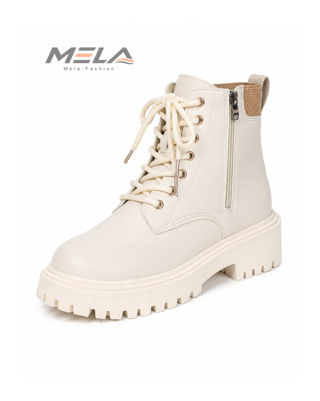 Block Heel Booties Autumn and Winter New Round Toe Front Lace-up Platform Anti-Slip Wear-Resistant Cotton Boots