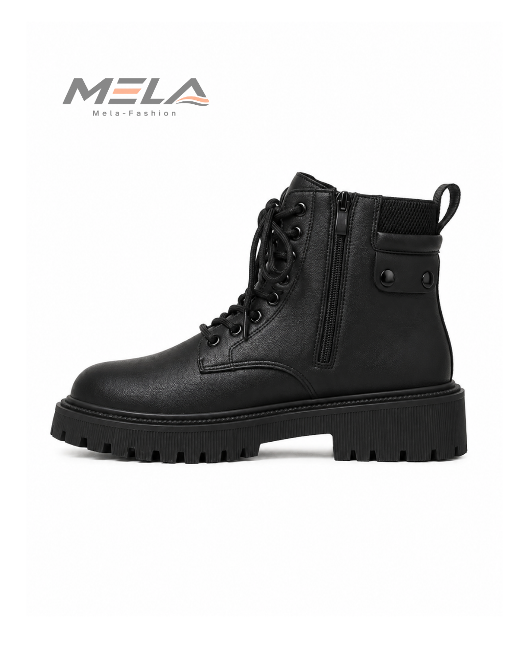 Block Heel Booties Autumn and Winter New Round Toe Front Lace-up Platform Anti-Slip Wear-Resistant Cotton Boots
