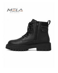Block Heel Booties Autumn and Winter New Round Toe Front Lace-up Platform Anti-Slip Wear-Resistant Cotton Boots