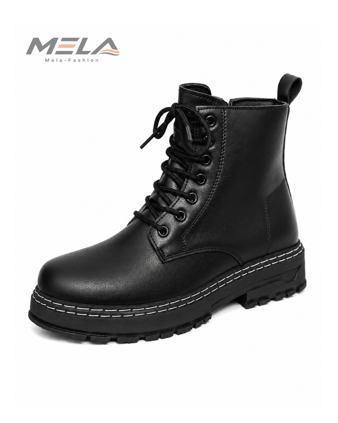 Men's High-Top Boots Fashionable All-Match Casual Shoes Classic Black British Style Motorcycle Boots Four-Season Trendy Footwear