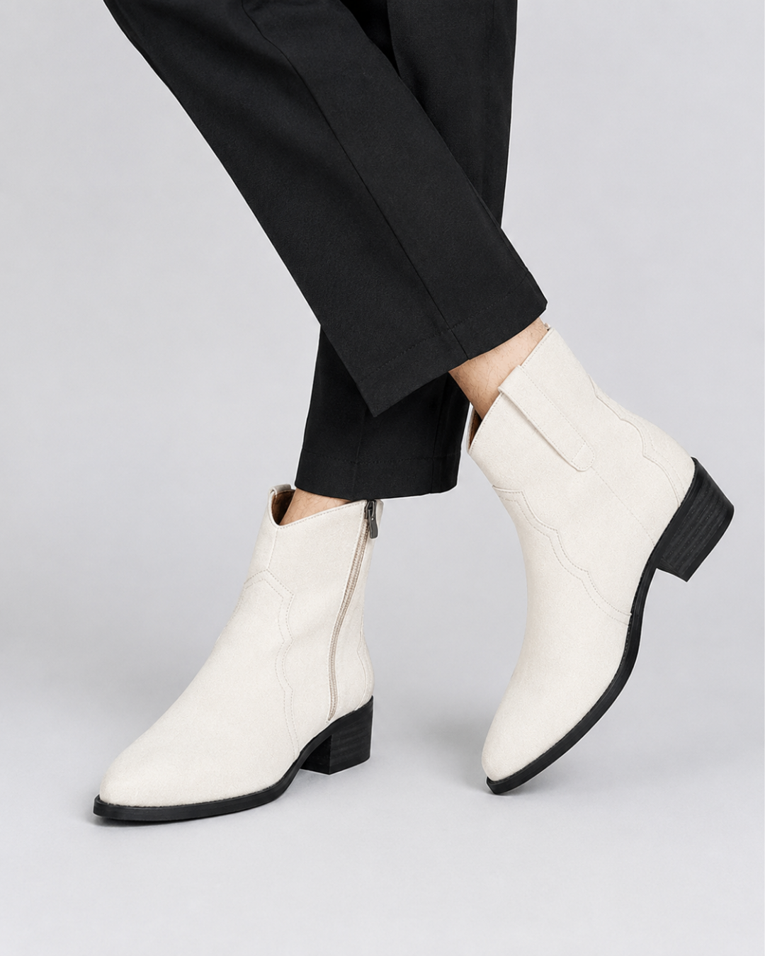 Men High Top Boots Solid Color Comfortable Breathable Fashionable Lightweight High Heeled Business Short Boots