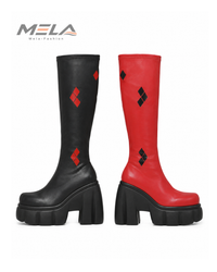 Platform Block Heel High Boots Women's Round Toe Sleeve Soft Sole Waterproof Non-Slip Boots