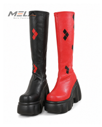 Platform Block Heel High Boots Women's Round Toe Sleeve Soft Sole Waterproof Non-Slip Boots