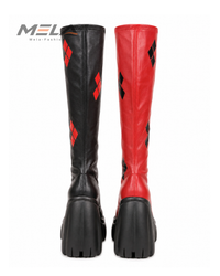 Platform Block Heel High Boots Women's Round Toe Sleeve Soft Sole Waterproof Non-Slip Boots