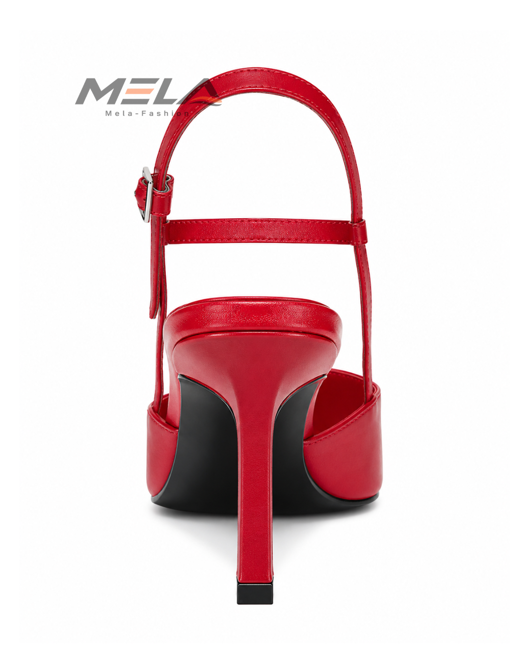 Minimalist Women's Stiletto Heels with Shallow Pointed Toe and Square Buckle - Red