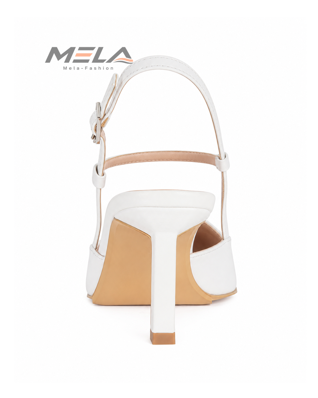 Minimalist Women's Stiletto Heels with Shallow Pointed Toe and Square Buckle - White