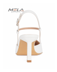Minimalist Women's Stiletto Heels with Shallow Pointed Toe and Square Buckle - White