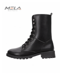 Women's Boots 2026New Casual High Top Boot Fashion Women Motorcycle Boot Classic Black Mid-calf Leather Boots Women Ankle Boots