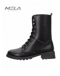 Women's Boots 2026New Casual High Top Boot Fashion Women Motorcycle Boot Classic Black Mid-calf Leather Boots Women Ankle Boots