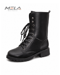 Women's Boots 2026New Casual High Top Boot Fashion Women Motorcycle Boot Classic Black Mid-calf Leather Boots Women Ankle Boots
